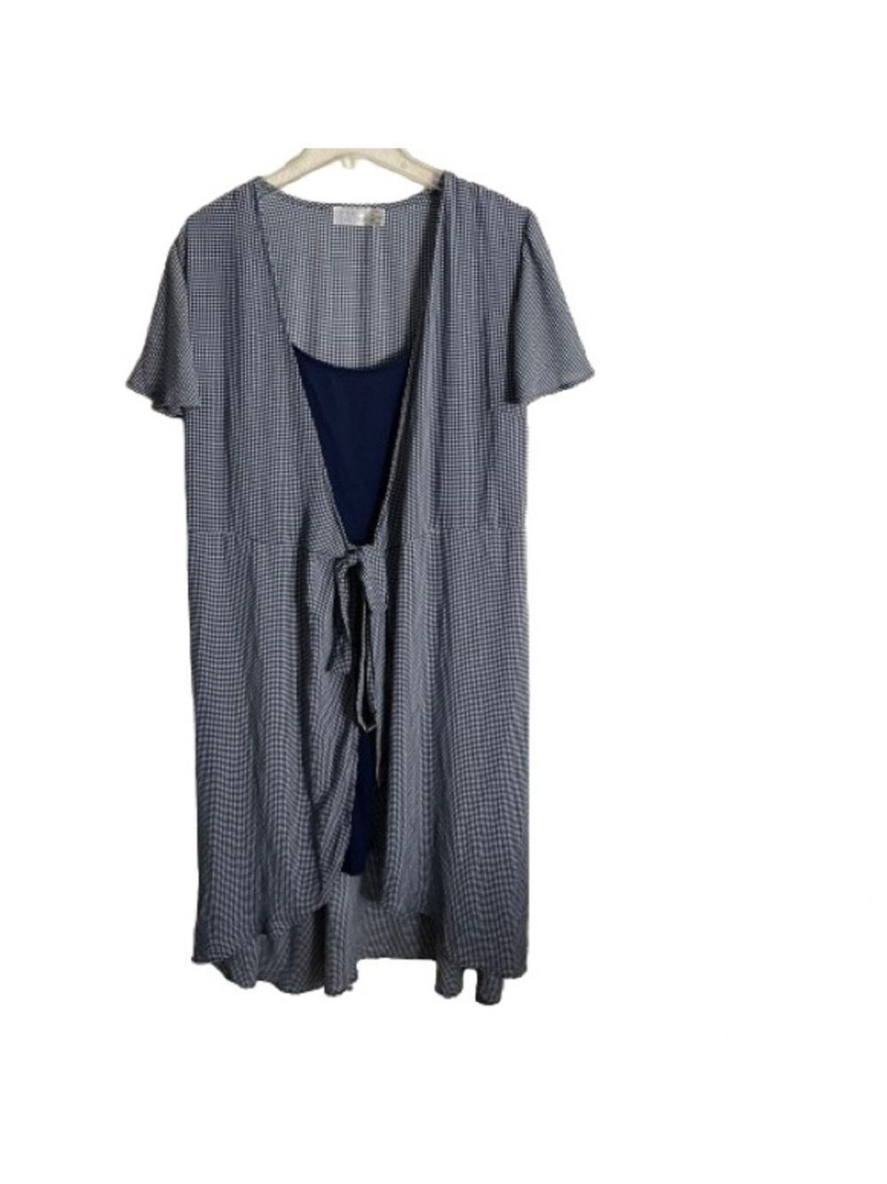 Women’s Time and Tru Blue & White Plaid Lightweight Dress Size Large 12-14!